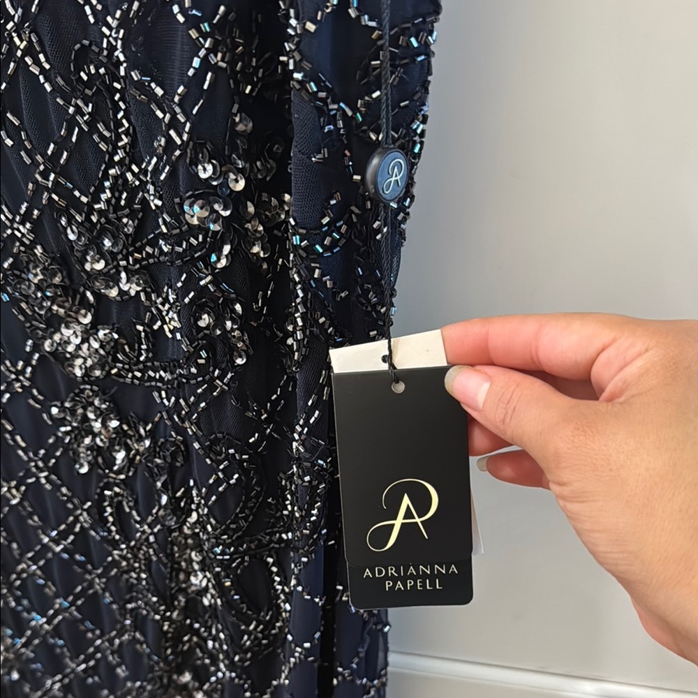 Elegant Navy Blue Sequin Dress - Picture 2 of 3